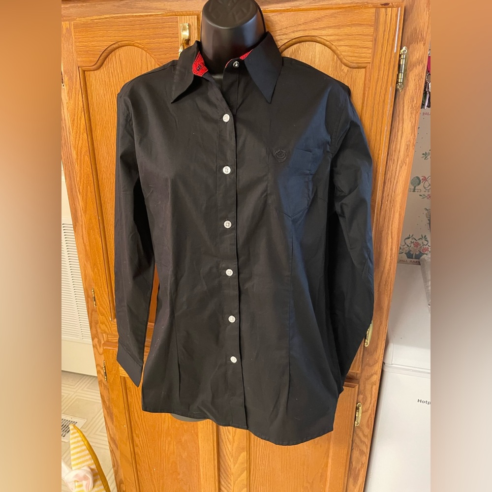 George Strait for her Wrangler black button down long sleeve NWOT Size M